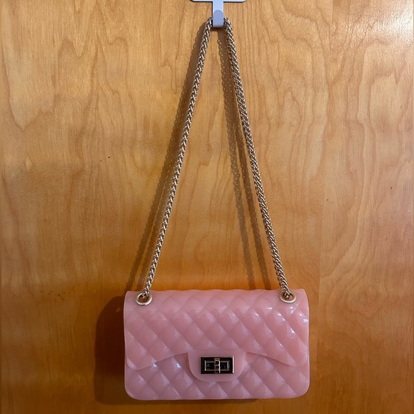 Pink plastic quilted purse - Picture 1 of 6